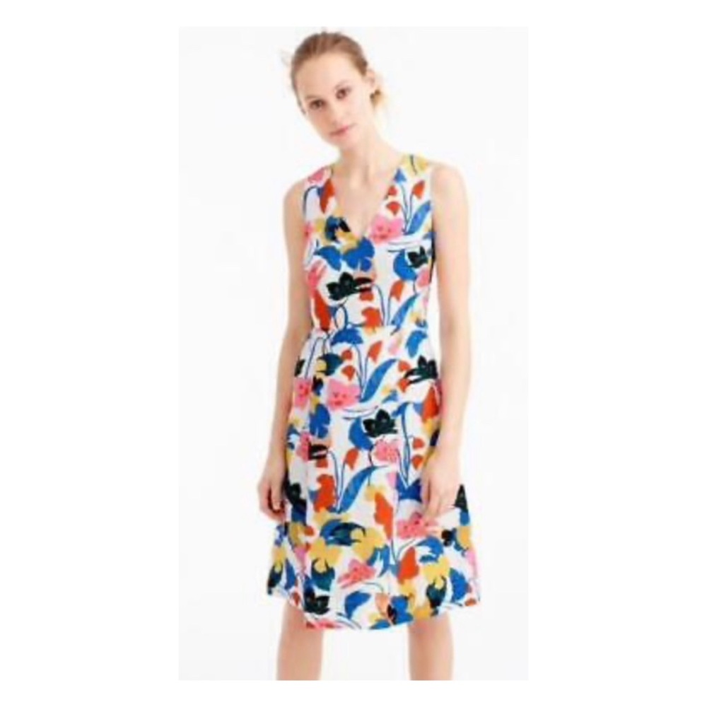 Colorful j crew floral A-line dress